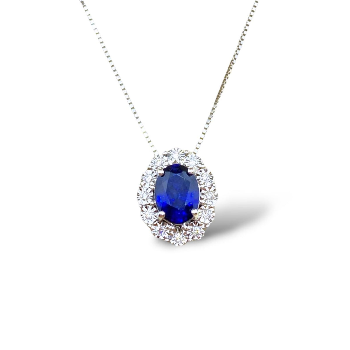 Collana Donna Oro 18KT con Zaffiro ct 1.40 e Diamanti