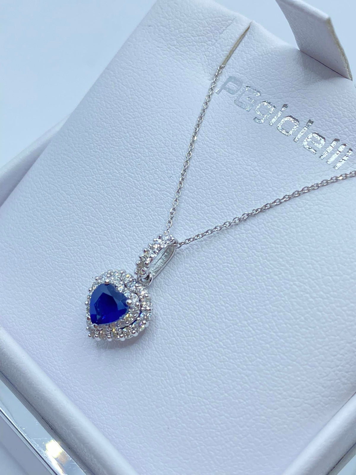 Collana a Cuore Pg Gioielli con Zaffiro e Diamanti