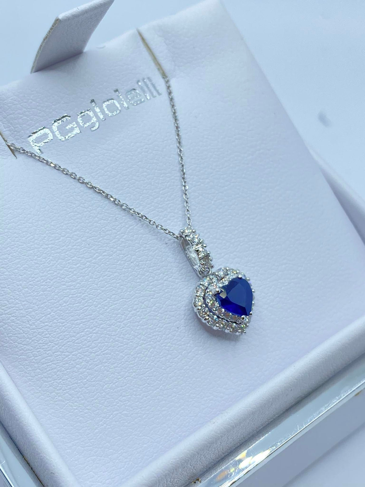 Collana a Cuore Pg Gioielli con Zaffiro e Diamanti