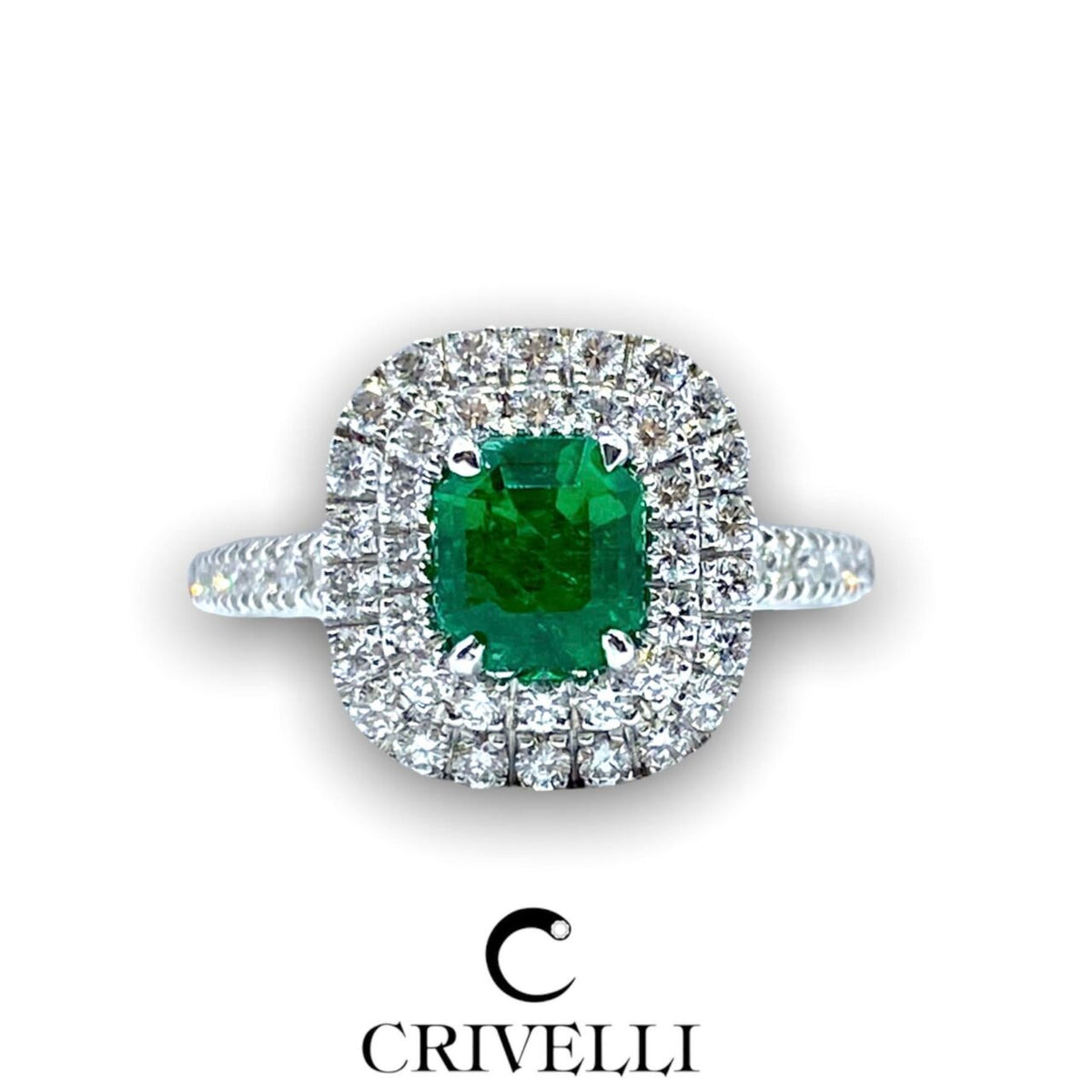 Anello Donna Crivelli con Smeraldo Colombiano Ct 0.90 e Diamanti