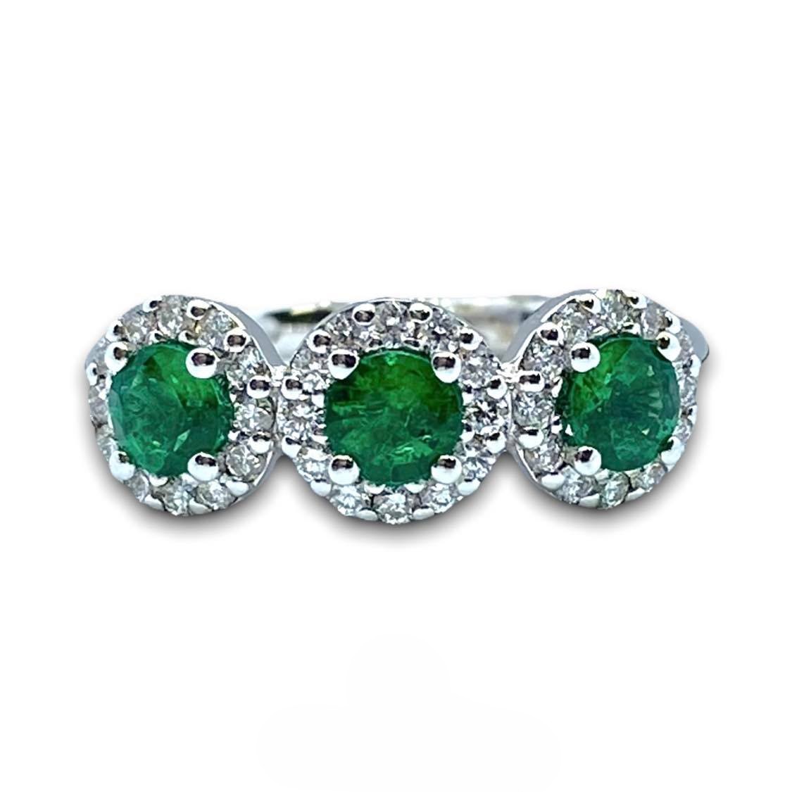 Anello Donna Crivelli con Smeraldi ct 0.65 e Diamanti