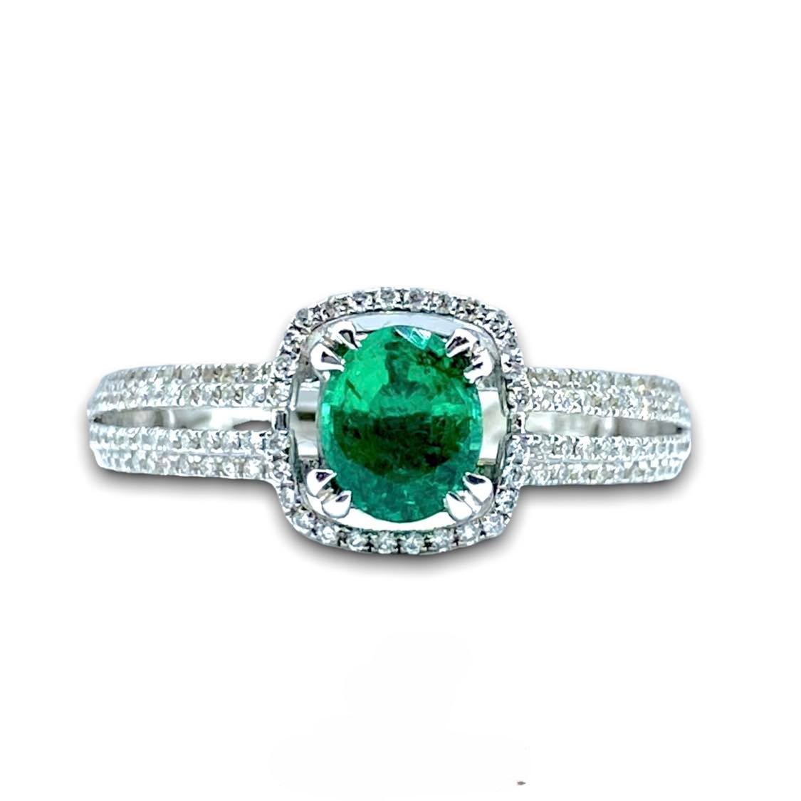 Anello Donna Crivelli con Smeraldo Ct 0.59 e Diamanti