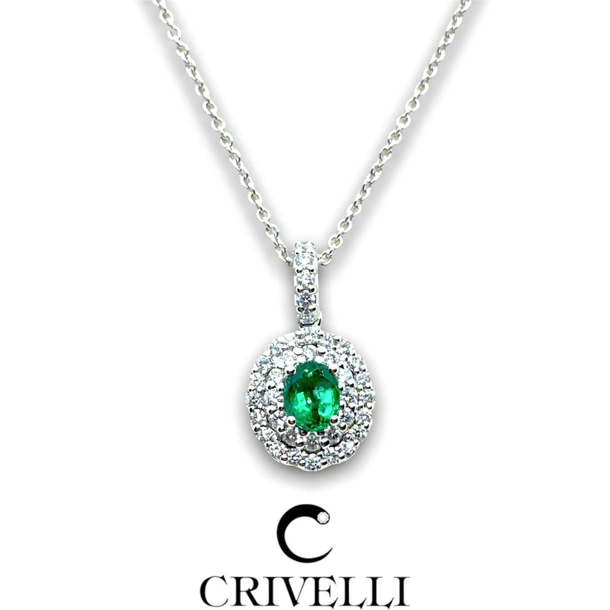 Collana Donna Crivelli con Smeraldo e Diamanti