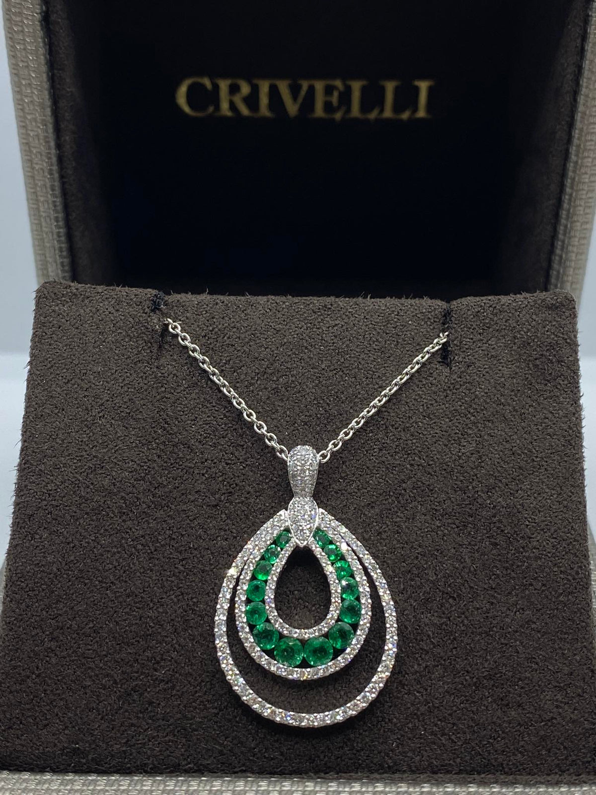 Collana Donna a Goccia Crivelli con Smeraldo e Diamanti