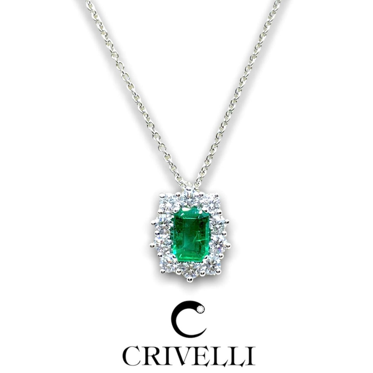 Collana Donna Crivelli con Smeraldo e Diamanti