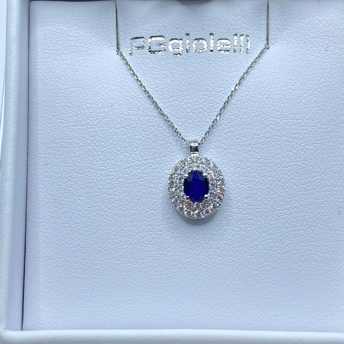 Collana Pg Gioielli in Oro 18KT 18KT con Diamanti e Zaffiro