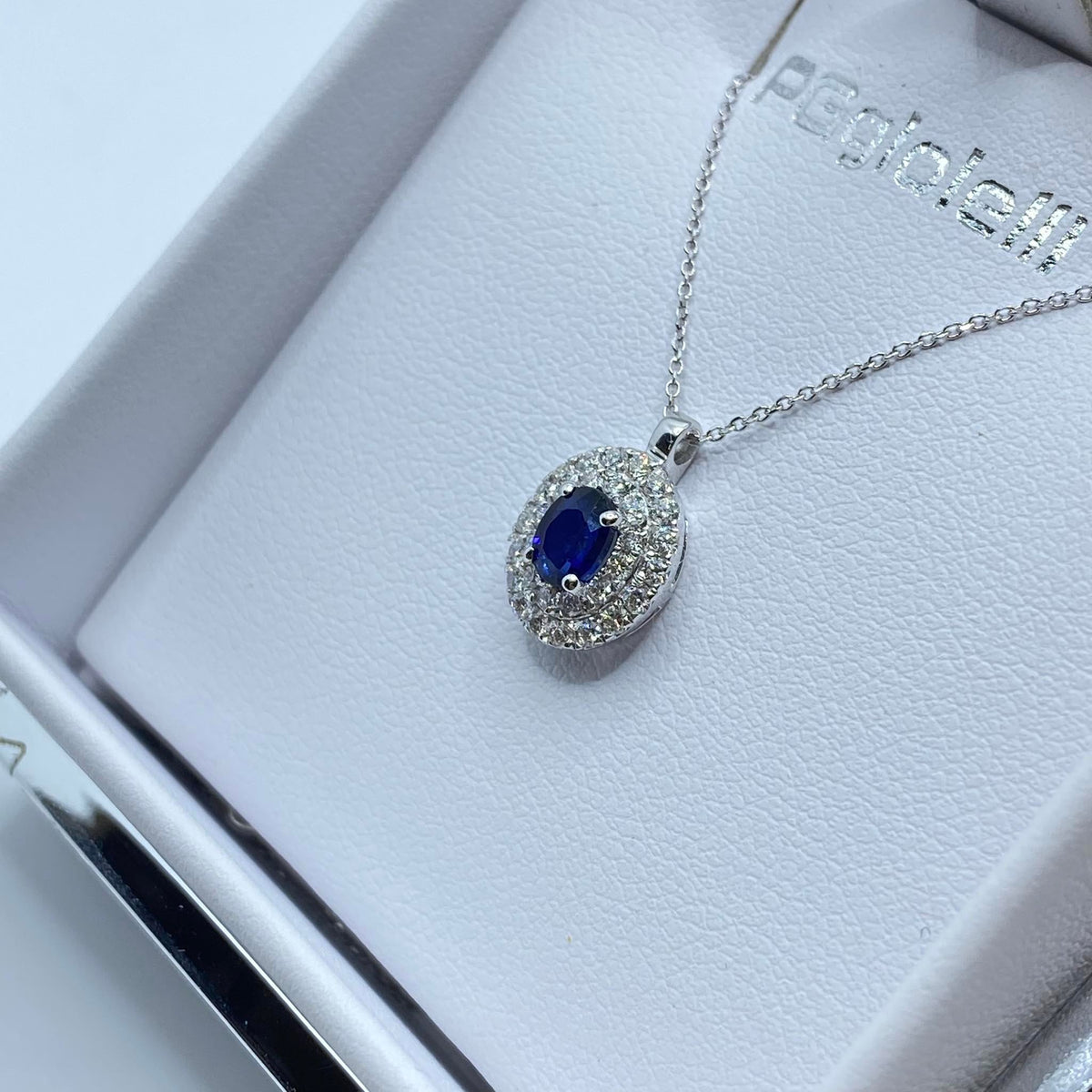 Collana Pg Gioielli in Oro 18KT 18KT con Diamanti e Zaffiro