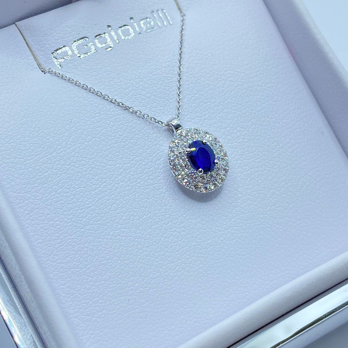 Collana Pg Gioielli in Oro 18KT 18KT con Diamanti e Zaffiro