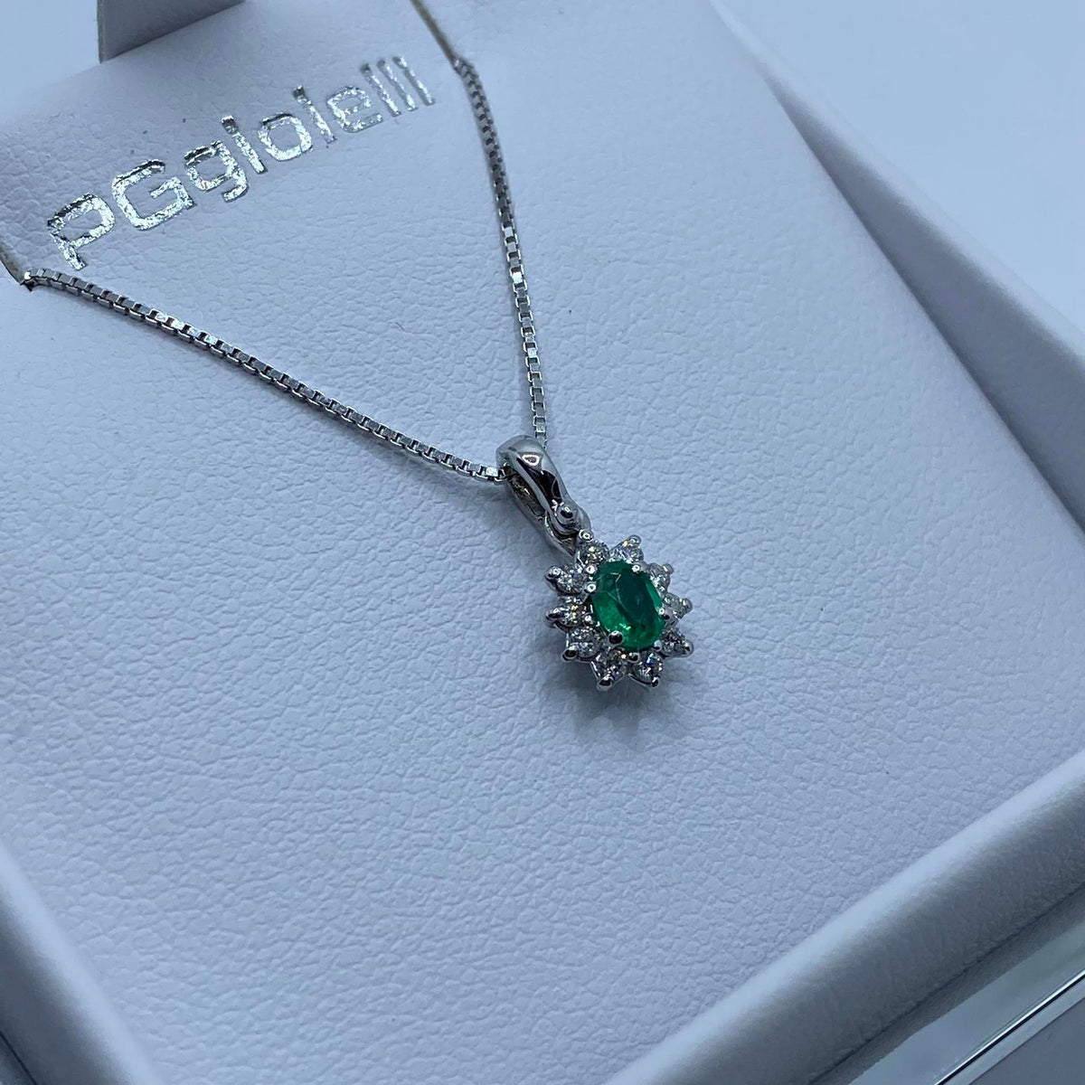 Collana Pg Gioielli in Oro 18KT 18KT con Diamanti e Smeraldo