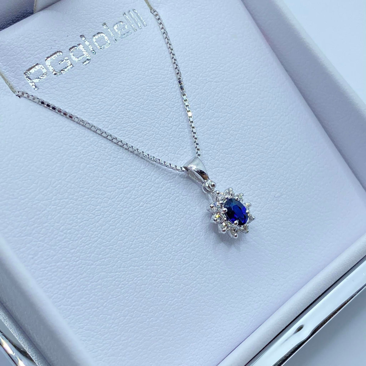 Collana Pg Gioielli in Oro 18KT 18KT con Diamanti e Zaffiro