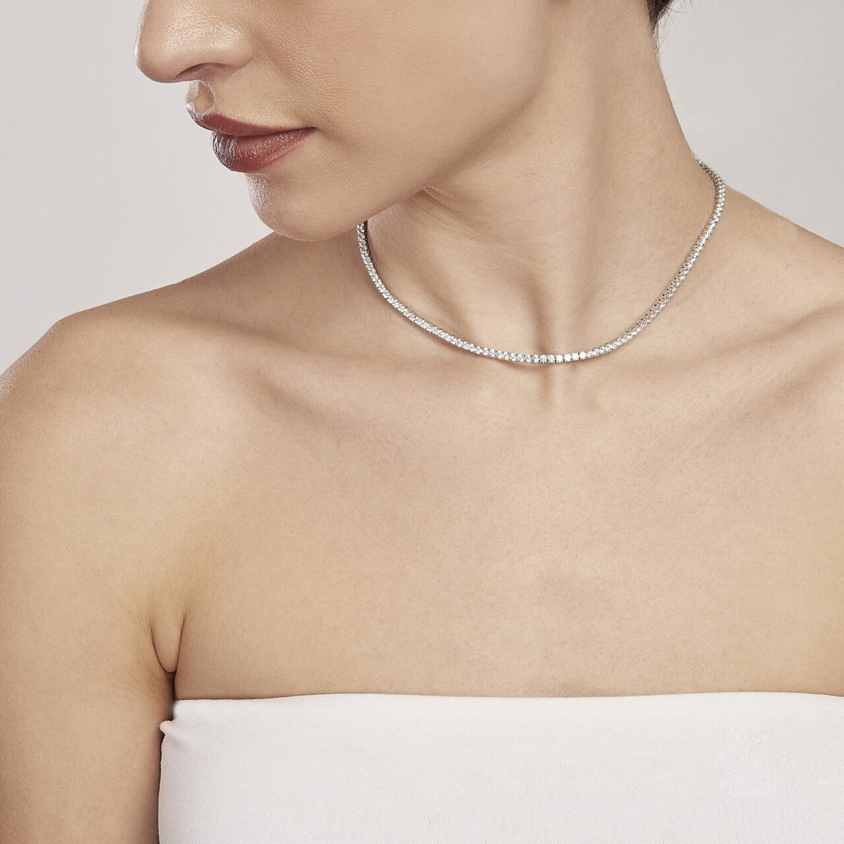 Collana Tennis Mabina in Argento con Zirconi