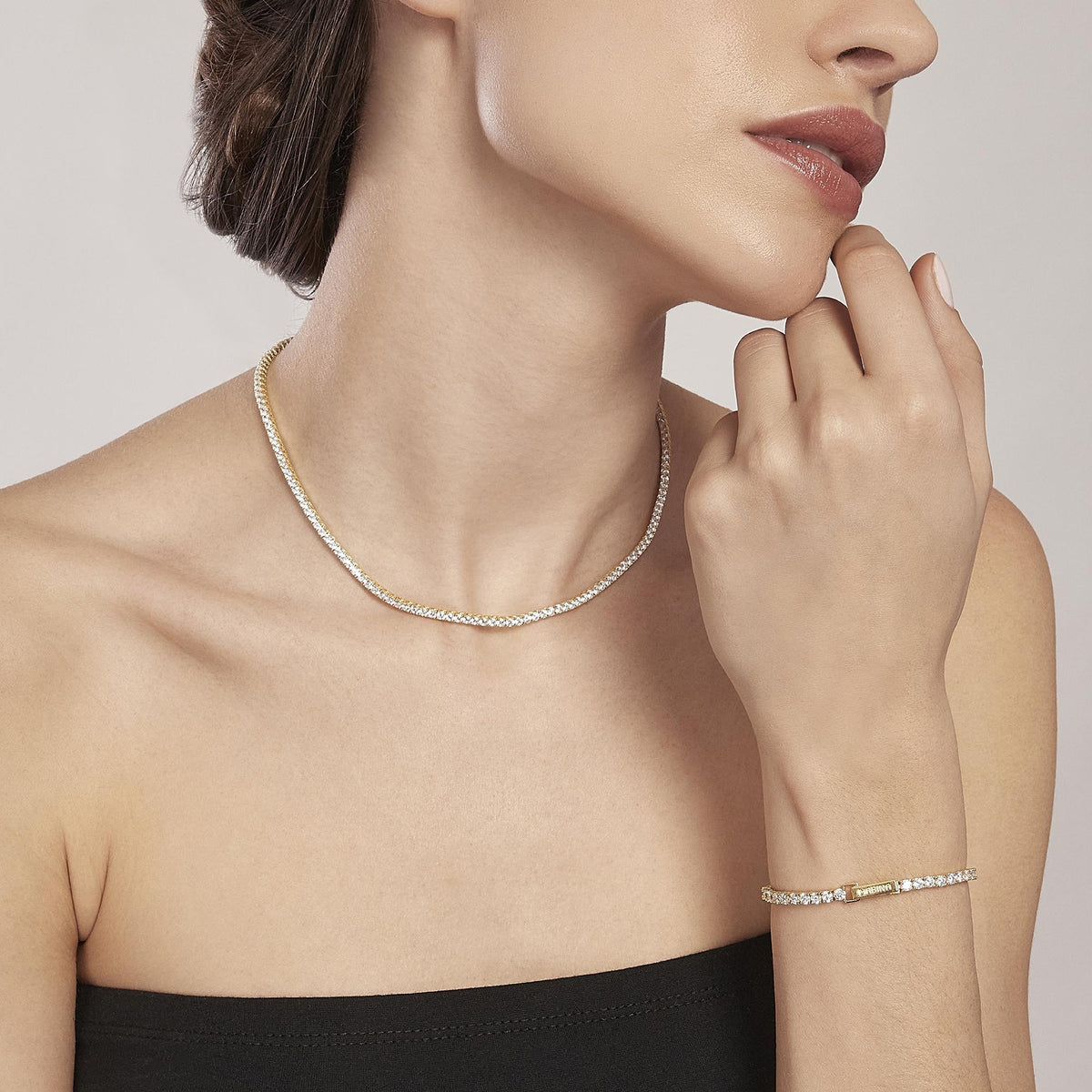 Bracciale Donna Tennis Mabina con in Argento Dorato - 533558
