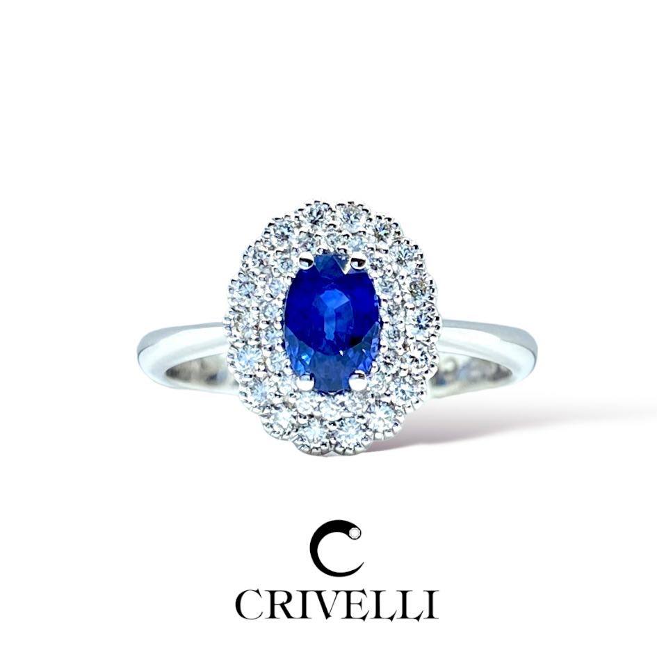 Anello Donna Crivelli con Diamanti e Zaffiro Ct. 0,65