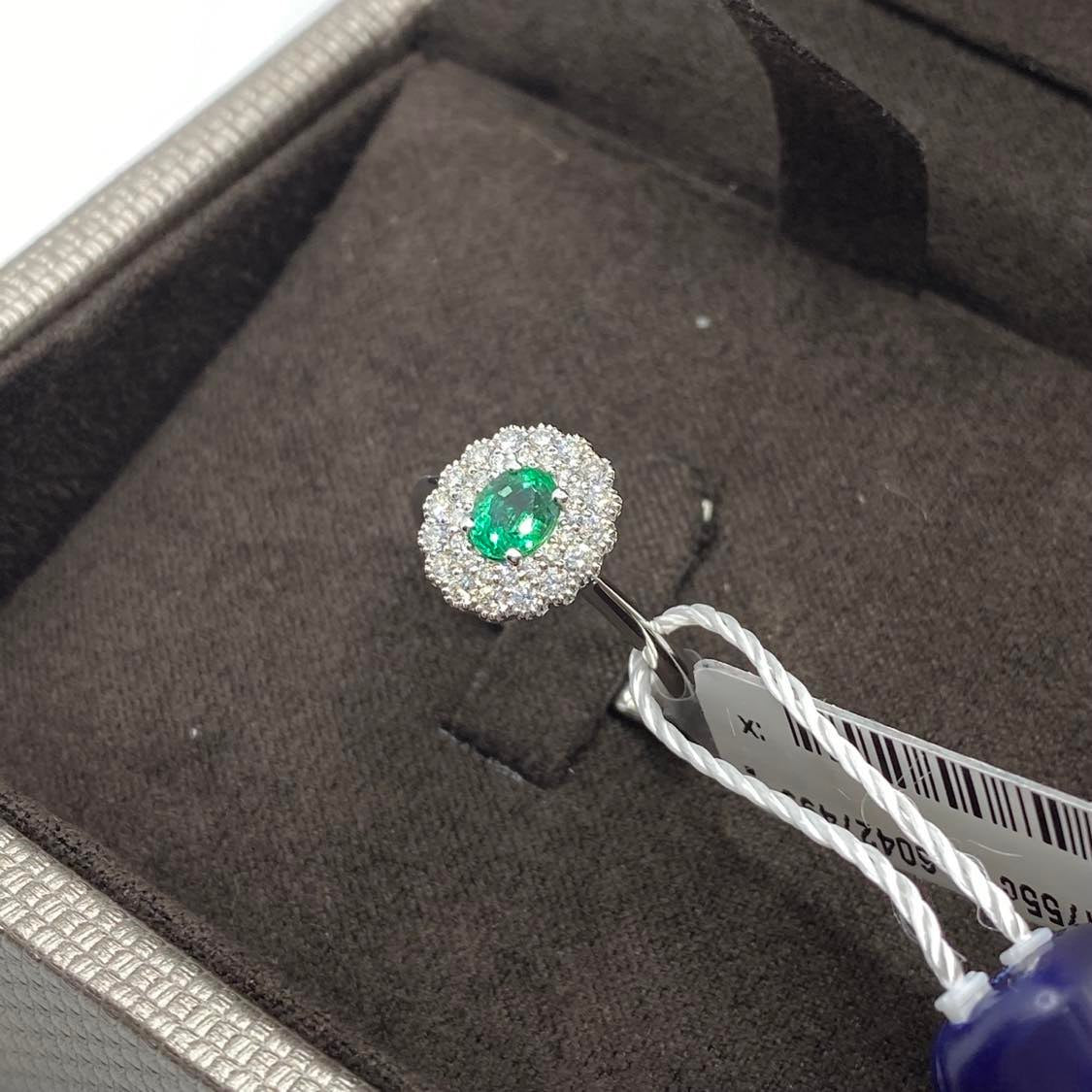 Anello Donna Crivelli con Diamanti e Smeraldo Ct. 0,32