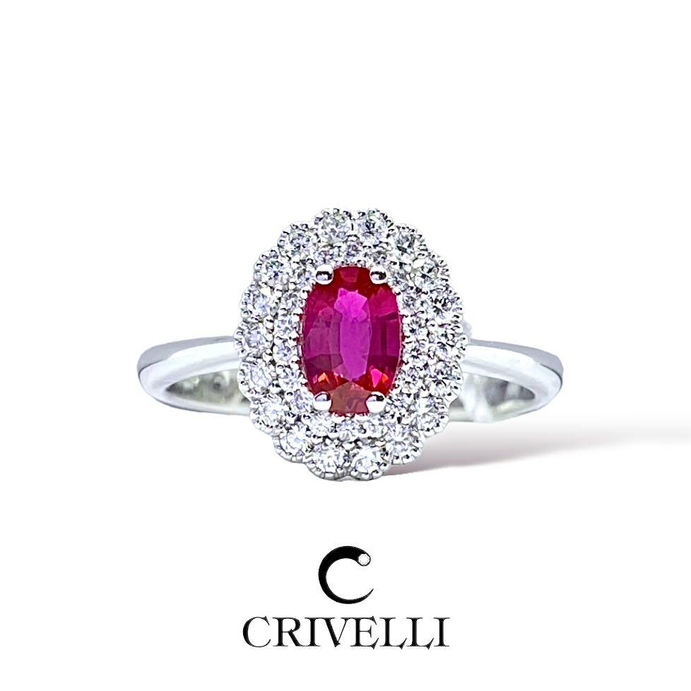 Anello Donna Crivelli con Diamanti e Rubino Ct. 0.51