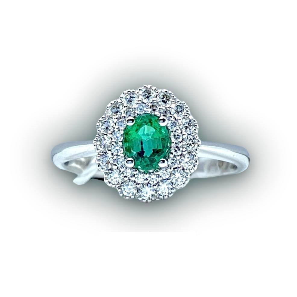 Anello Donna Crivelli con Diamanti e Smeraldo Ct. 0,32