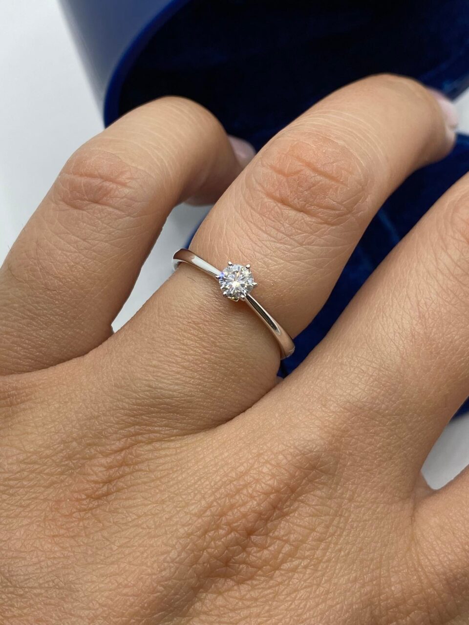 Anello Recarlo Solitario Anniversary Six con Diamanti Ct. 0.24