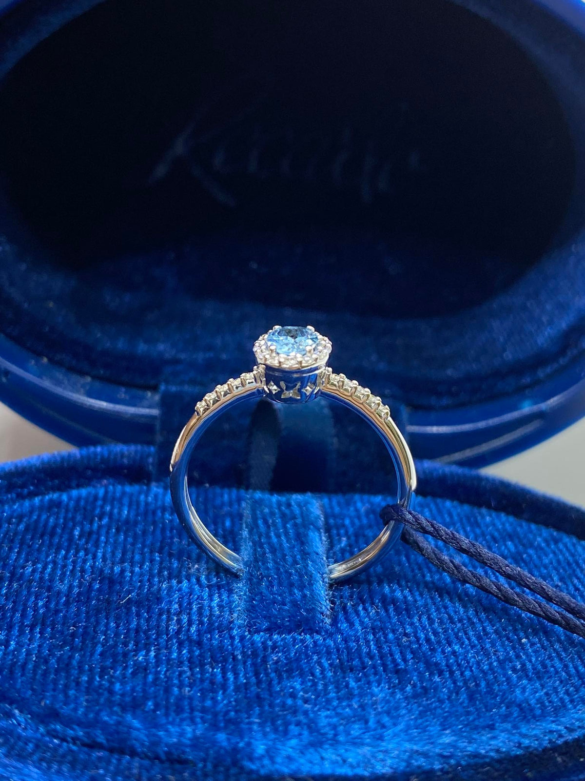 Anello donna Recarlo Iris con Diamanti e Acquamarina Ct. 0.25