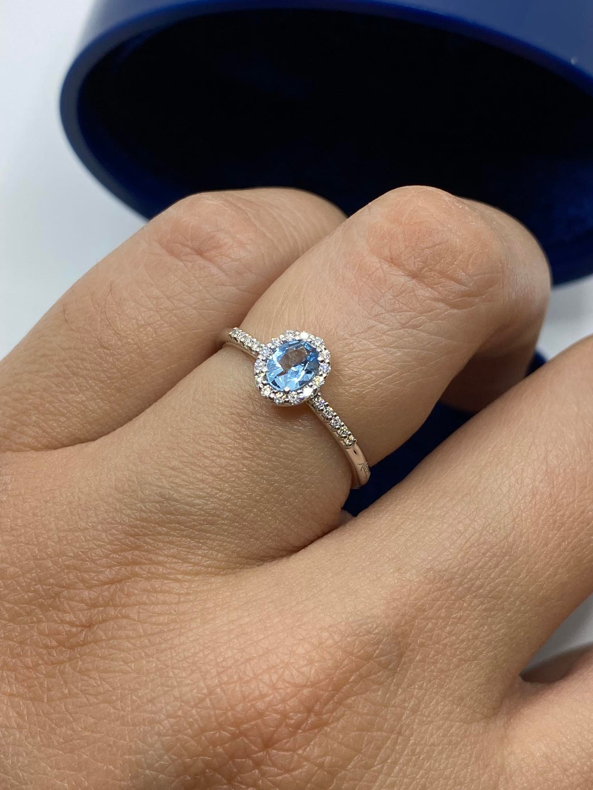 Anello donna Recarlo Iris con Diamanti e Acquamarina Ct. 0.25