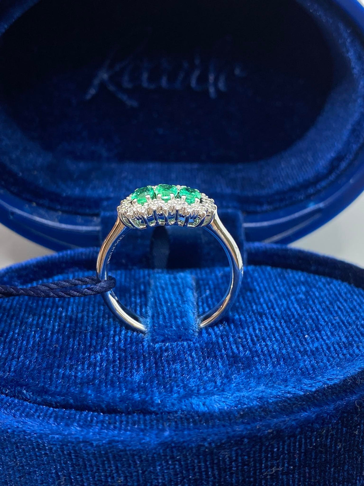 Anello Trilogy Recarlo Camelia con Diamanti e Smeraldo