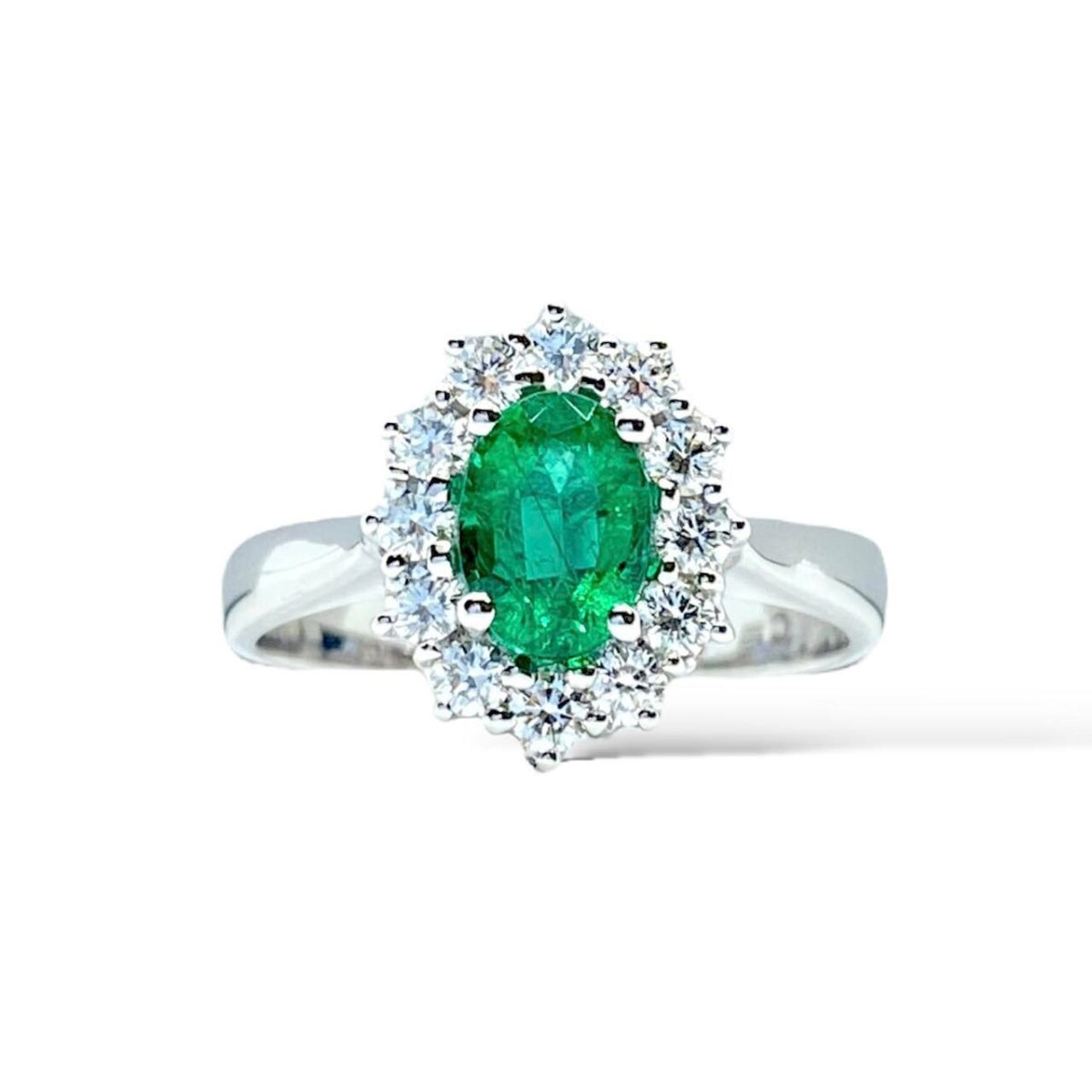 Anello Donna Crivelli con Smeraldo Ct 0.80 e Diamanti