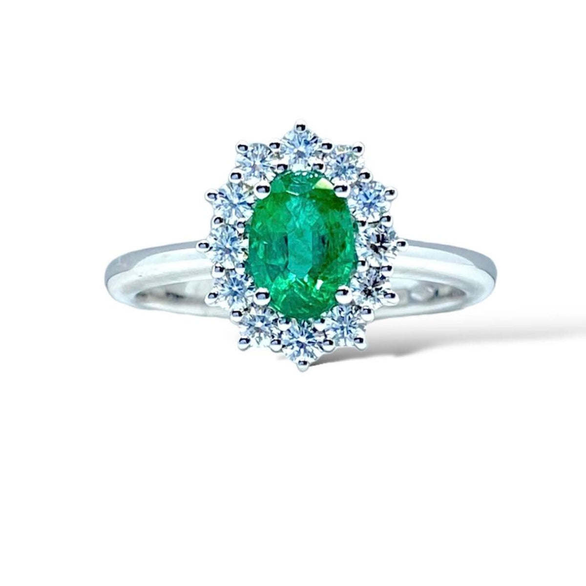 Anello Donna Crivelli con Smeraldo Ct 0.68 e Diamanti