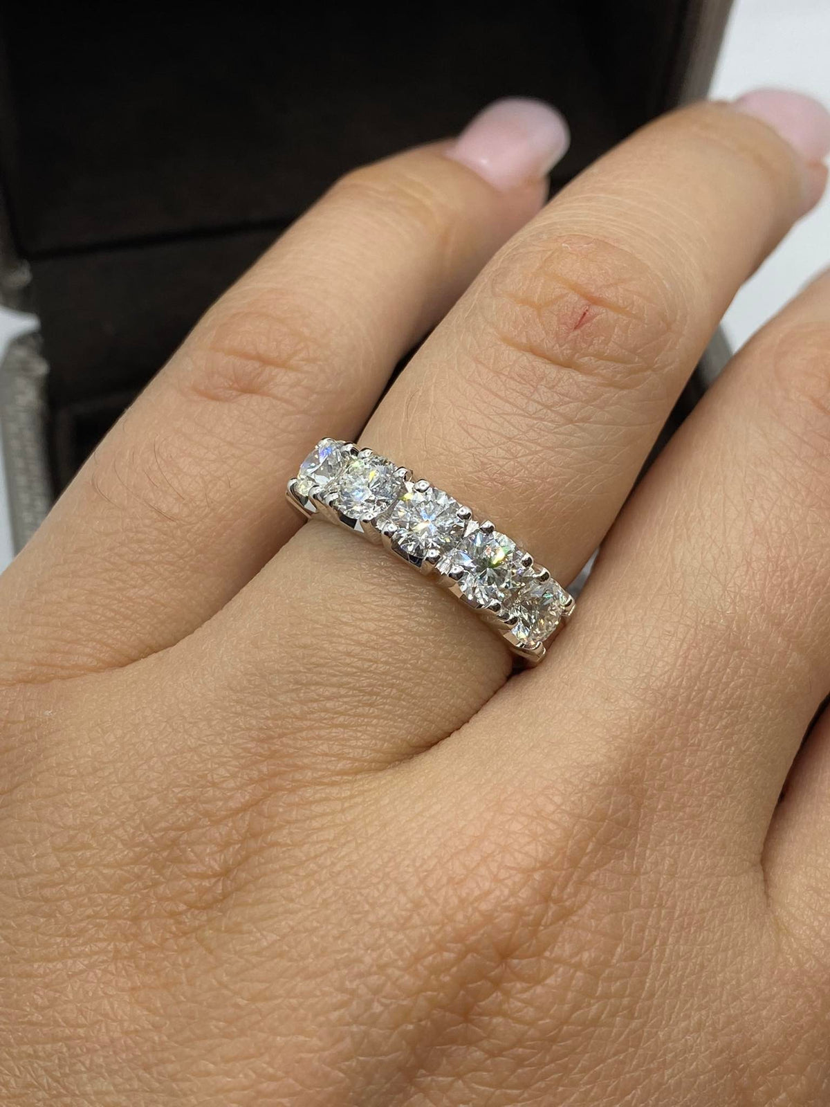 Anello Crivelli Veretta a 5 Pietre in Oro 18KT 18KT e Diamanti Ct 2.00
