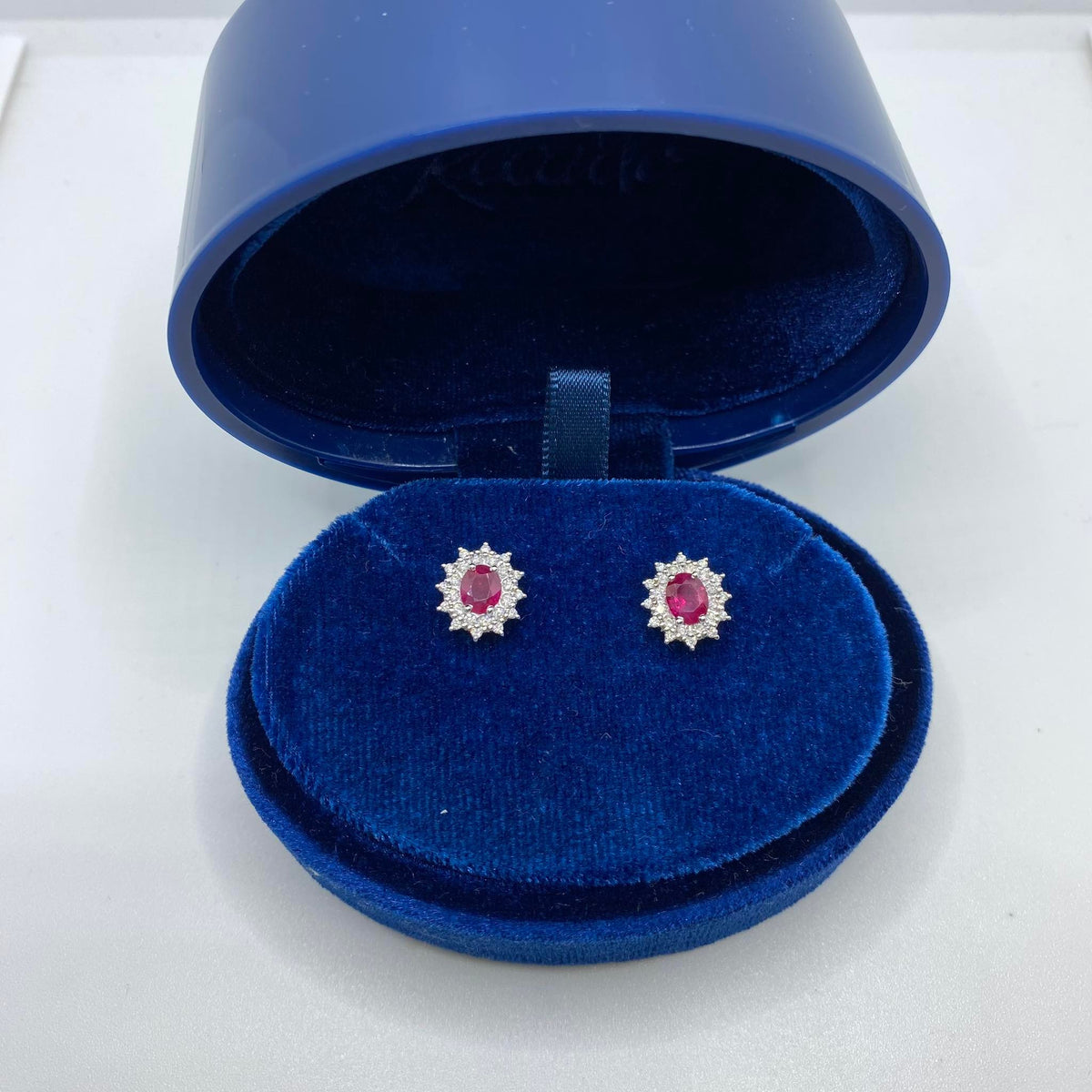 Orecchini Donna Recarlo con Diamanti e Rubini Birmani Ct. 0.77