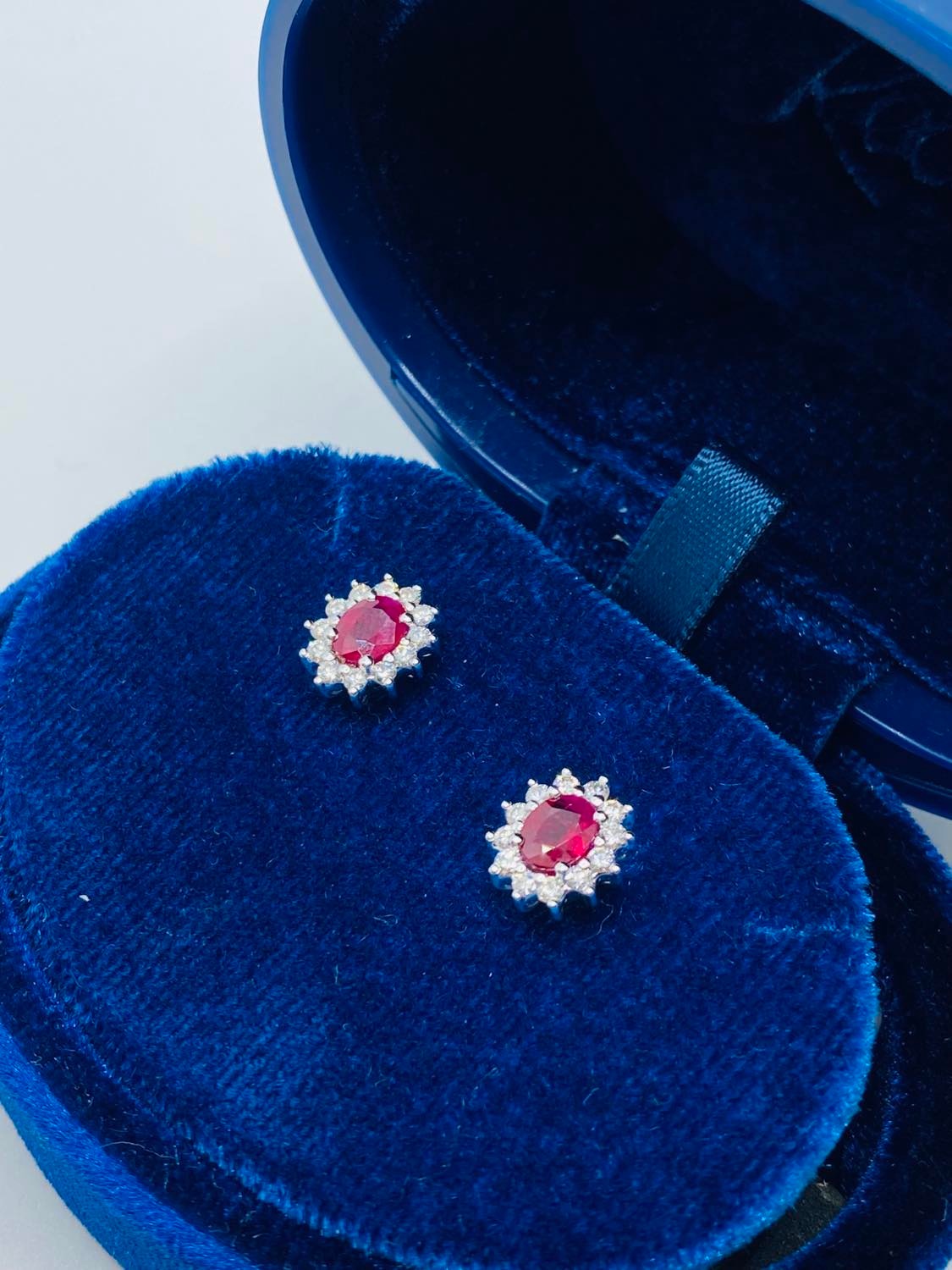 Orecchini Donna Recarlo con Diamanti e Rubini Birmani Ct. 0.77
