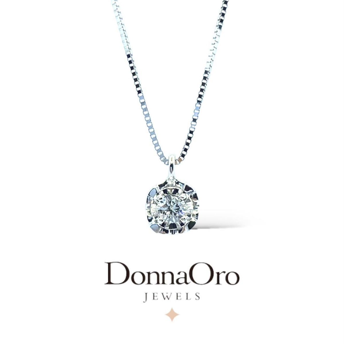Collana Punto Luce Donna Oro 18KT con Diamante Ct 0.05