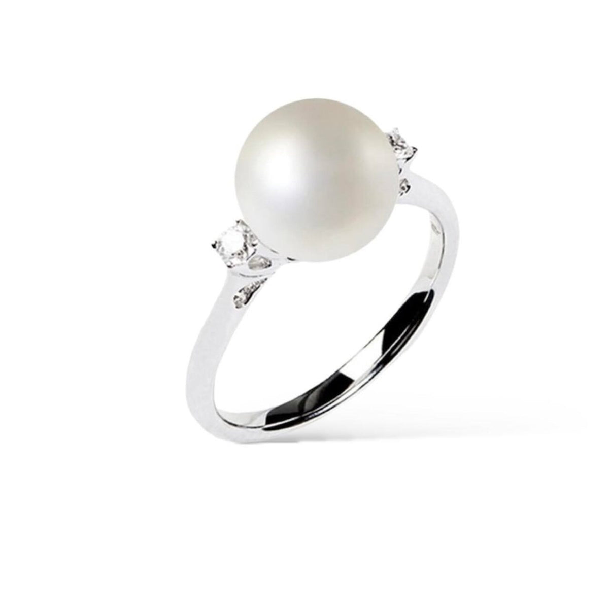 Anello Donna Oro 18KT con Diamanti e Perla mm. 8-8,5