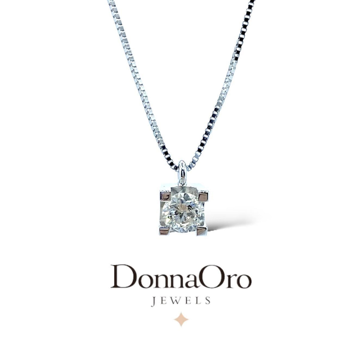 Collana Punto Luce Donna Oro 18KT con Diamante Ct 0.22