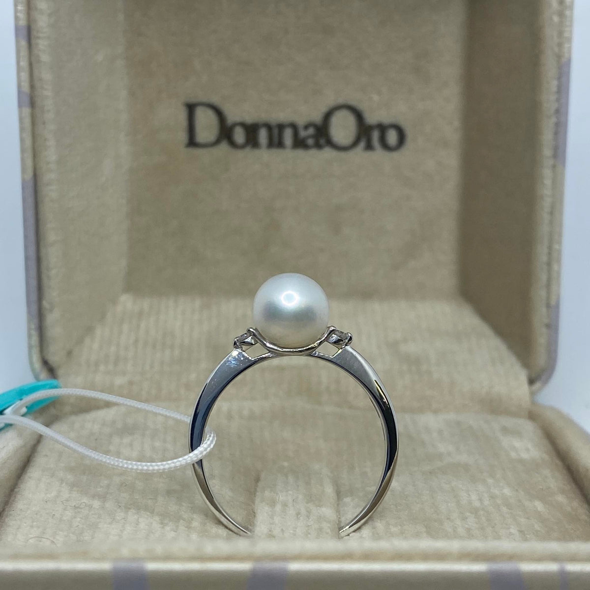 Anello Donna Oro 18KT con Diamanti e Perla mm. 7-7,5