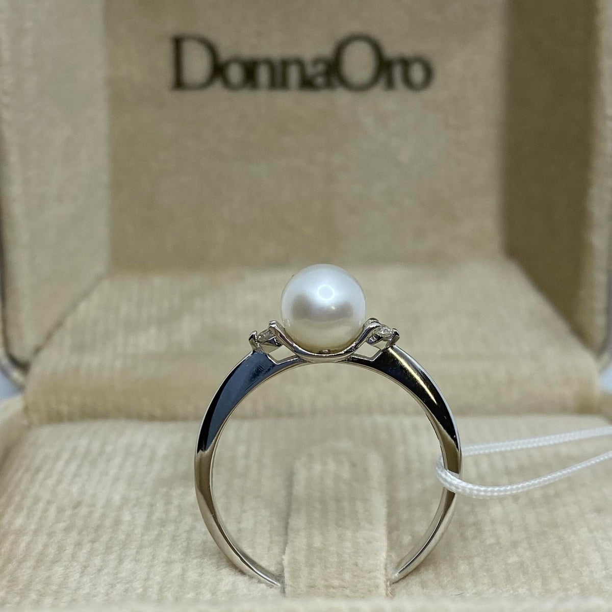 Anello Donna Oro 18KT con Diamanti e Perla mm. 6-6,5