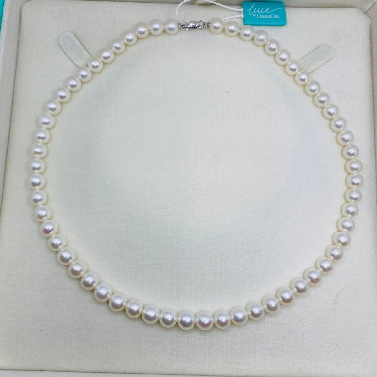 Collana Donna Oro 18KT con Perle Naturali mm 7-7,5