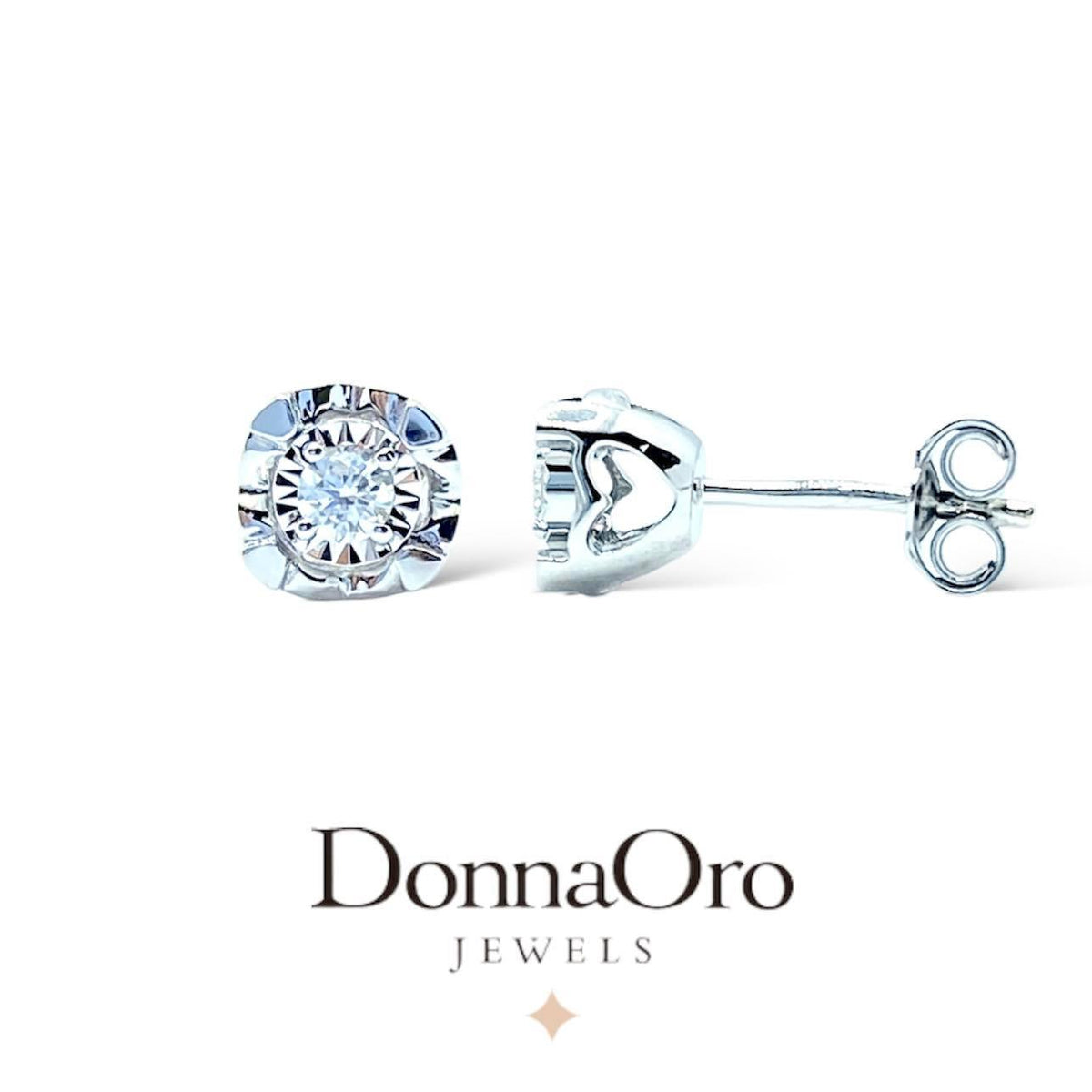 Orecchini Donna Oro 18KT Punto Luce con Diamante Ct 0.14