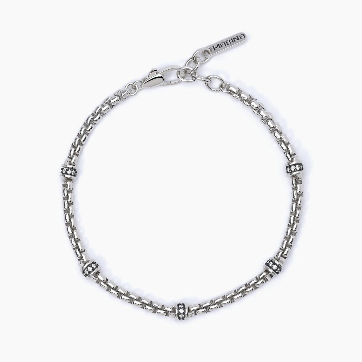 Bracciale Mabina Uomo in Argento con Zirconi Bianchi - 533627