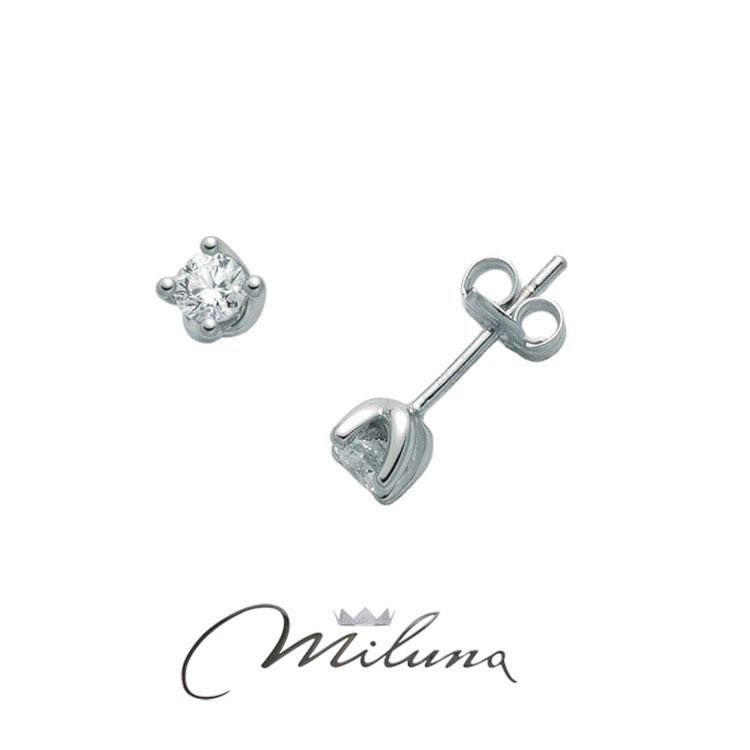 Orecchini Punto Luce Donna Miluna in Oro 18KT e Diamanti Ct. 0,18