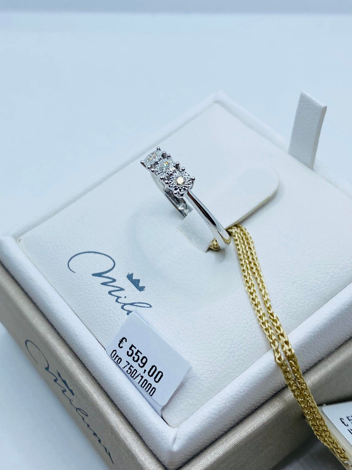 Anello Trilogy Donna Miluna in Oro 18KT e Diamanti Ct. 0,06