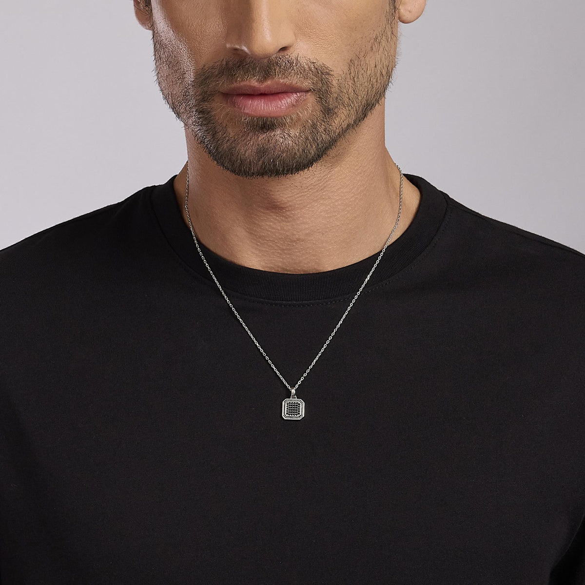 Collana Uomo Mabina in Argento con Ciondolo Ottagonale