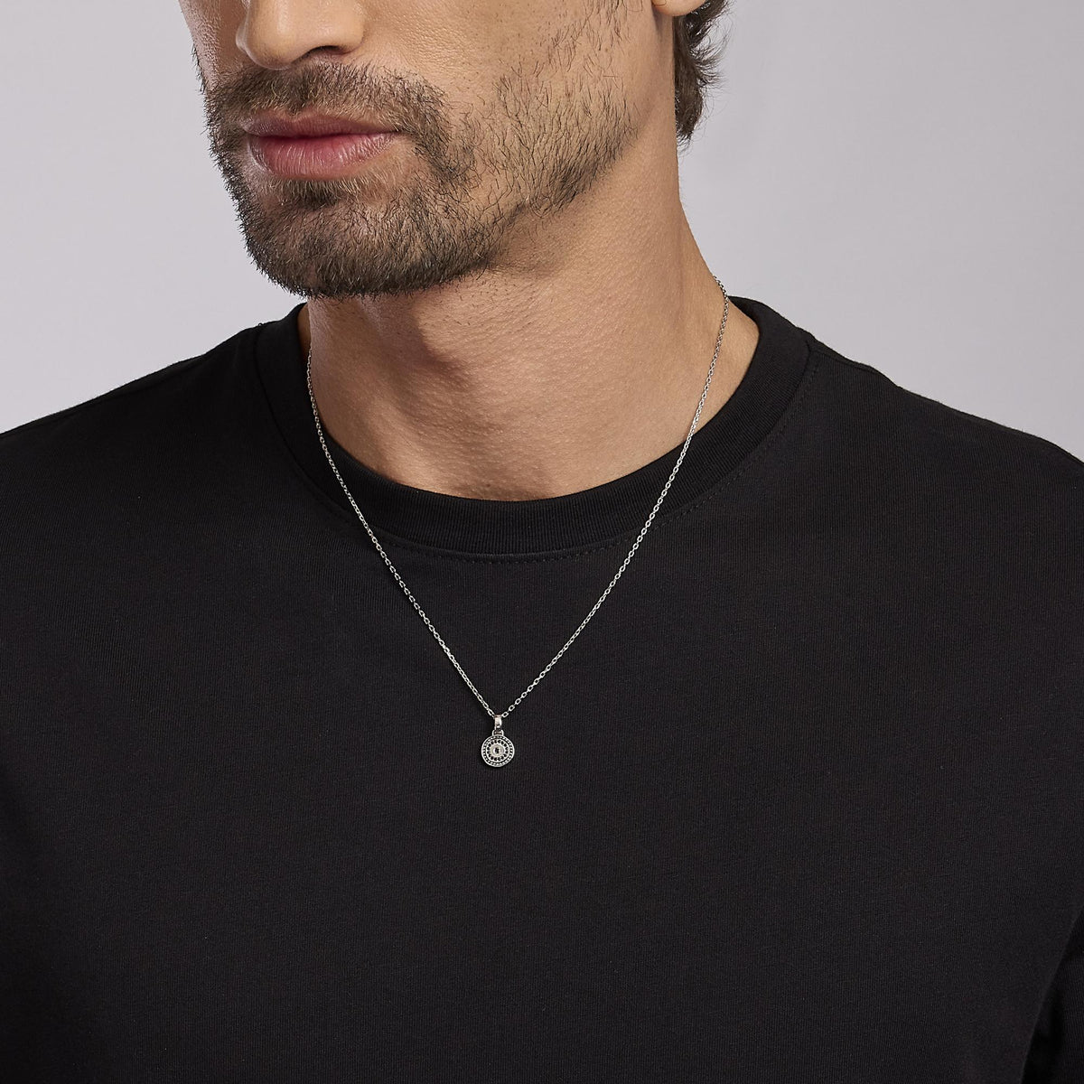 Collana Mabina Uomo in Argento con Zirconi Neri - 553484