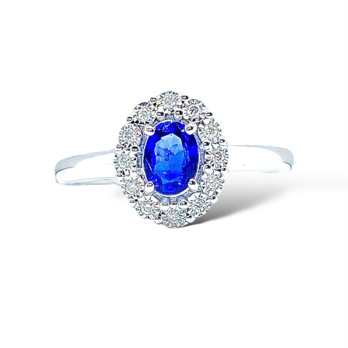 Anello Donna Oro 18KT con Zaffiro Ct 0.50 e Diamanti