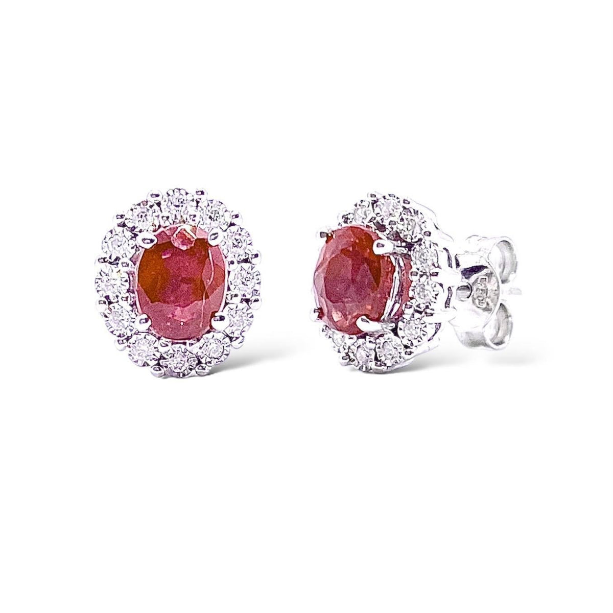 Orecchini Donna Oro 18KT con Rubini Ct 1.20 e Diamanti