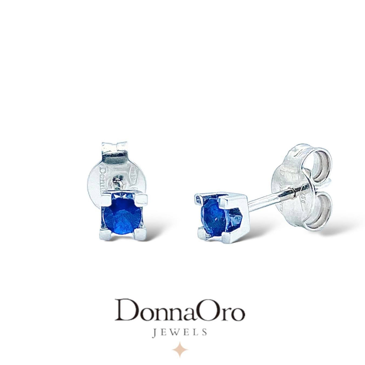 Orecchini Donna Oro 18KT Punto Luce con Zaffiro Ct.0.32