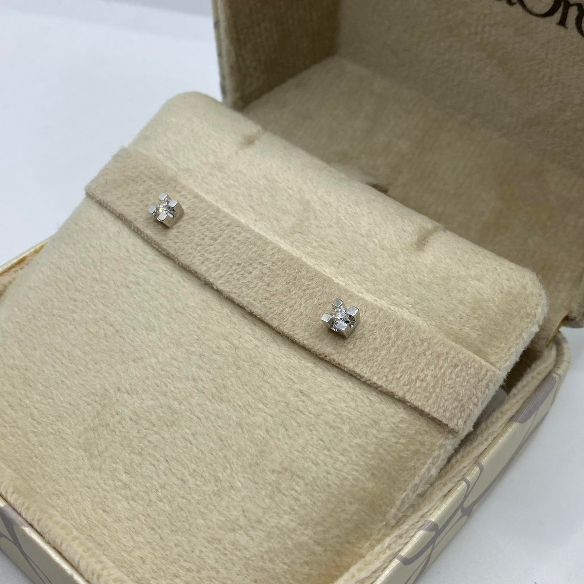 Orecchini Punto Luce Donna Oro 18KT con Diamante Ct 0.10