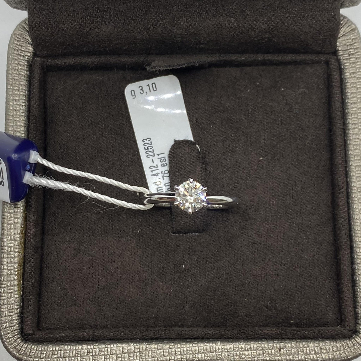 Anello Crivelli Solitario Tiffany 6 Griffe in Oro 18KT e Diamante IGI Ct 0.76
