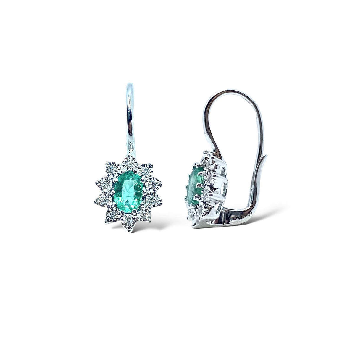 Orecchini Donna Oro 18KT con Smeraldi Ct.0.88 e Diamanti