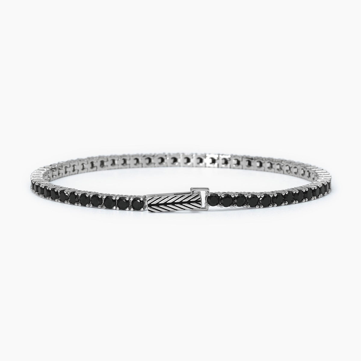 Bracciale Tennis Mabina Uomo in Argento e Zirconi Neri