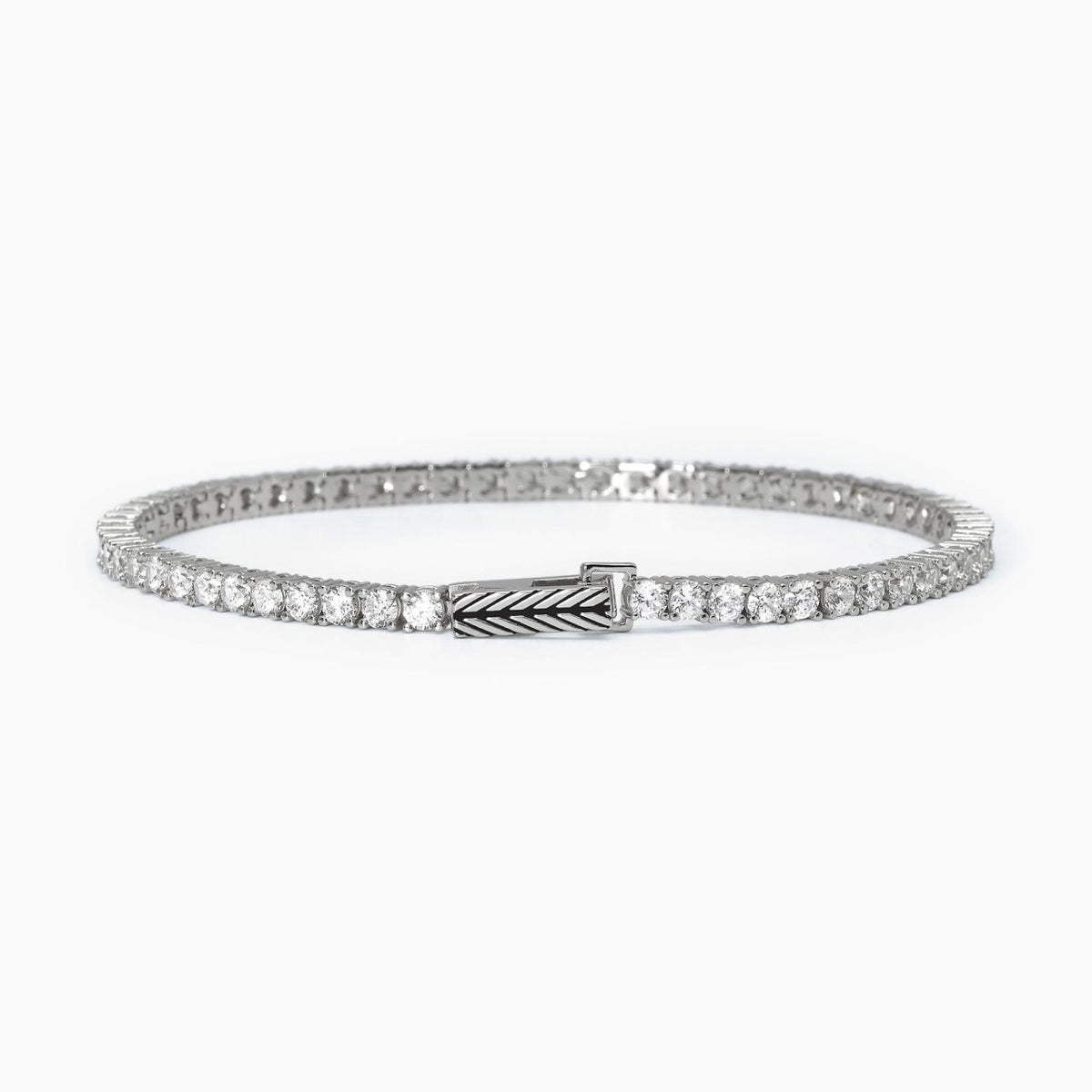 Bracciale Tennis Mabina Uomo in Argeno e Zirconi Bianchi