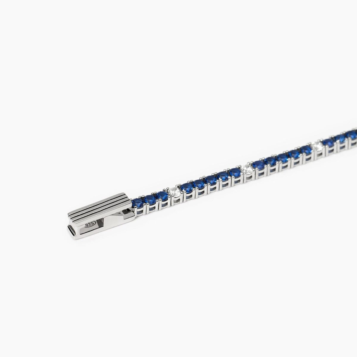 Bracciale Tennis Mabina Uomo in Argeno e Zirconi Blu